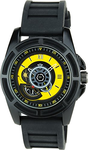 BELLOS gelb schwarz Quarz Stahl Analog Display Typ stilvoll Sport Modus Armband schwarz Silikon