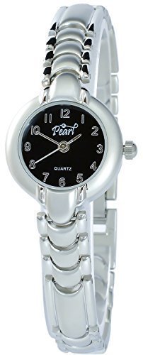 Elegante Schwarz Silber Analog Metall Armbanduhr Mode Schmuck Quarz Uhr