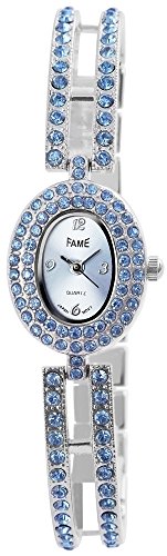 Elegante Blau Silber Analog Metall Armbanduhr Strass Schmuck Mode Trend Uhr