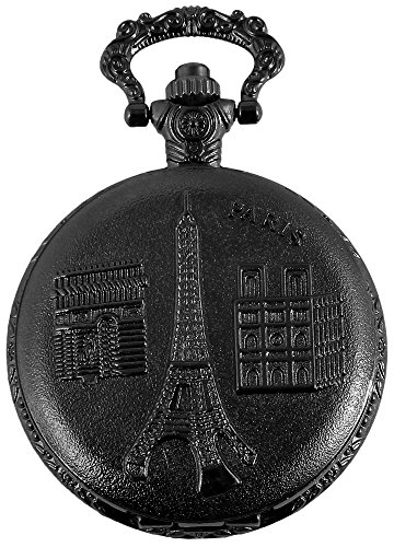 Elegante Taschenuhr Weiss Titan Look Paris Eiffelturm Frankreich Analog Quarz