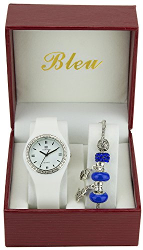 Geschenkbox Damen soldes Valentinstag Maedchen Weiss Strass Armband Blau