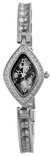 Modische Perlmutt Silber Analog Metall Armbanduhr Strass Quarz Uhr