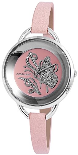 Modische Rosa Silber Analog Metall Leder Schmetterling Butterfly Armbanduhr Quarz Uhr