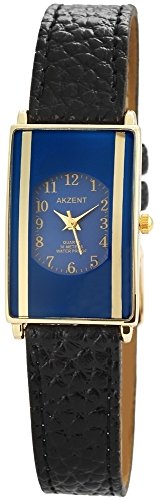 Modische Blau Schwarz Gold Analog Metall Leder Armbanduhr Quarz Uhr