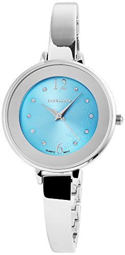 Modische Blau Silber Blume Analog Metall Armbanduhr Strass Quarz Modeuhr