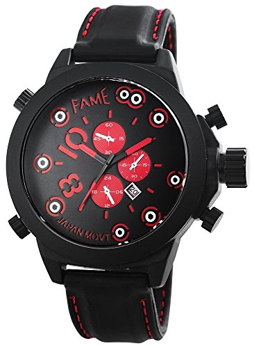 Modische XXL Schwarz Rot Analog Datum Kautschuk Armbanduhr Uhr