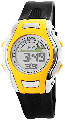 Sportliche Gelb Schwarz Digital Alarm Chrono Datum Box