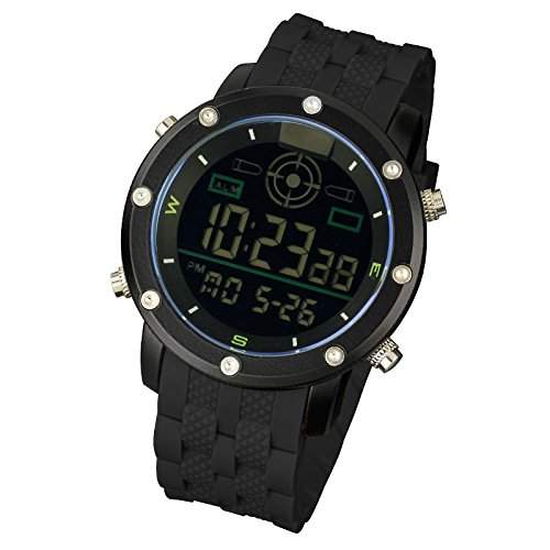 INFANTRY Herrenuhr-Armbanduhr LED Digitaluhren Herren Digital Armbanduhr Rubber Armband Uhren Edelstahl Gehaeuse