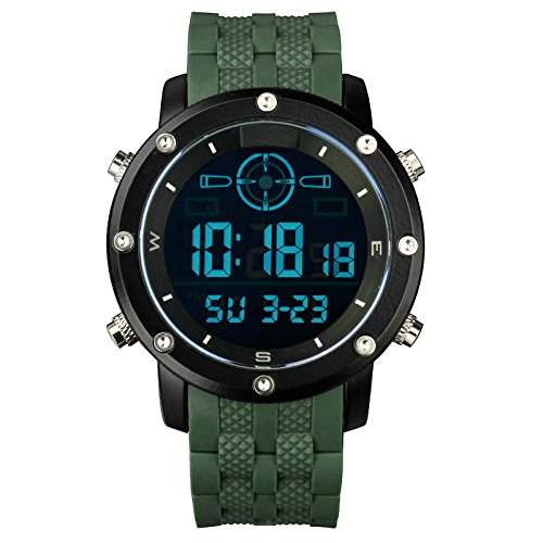 INFANTRY Herren LCD Licht Digital Armbanduhr Datum Tag Alarm Chrnograph Sport Militaer Rubber Armband
