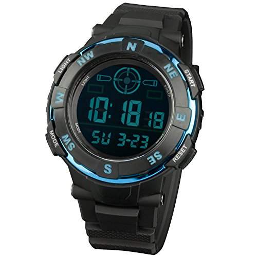 INFNATRY Herrenuhr-Armbanduhr LED Digitaluhren Herren Sportuhren Chronograph Edelstahl Digital Uhr Schwarz