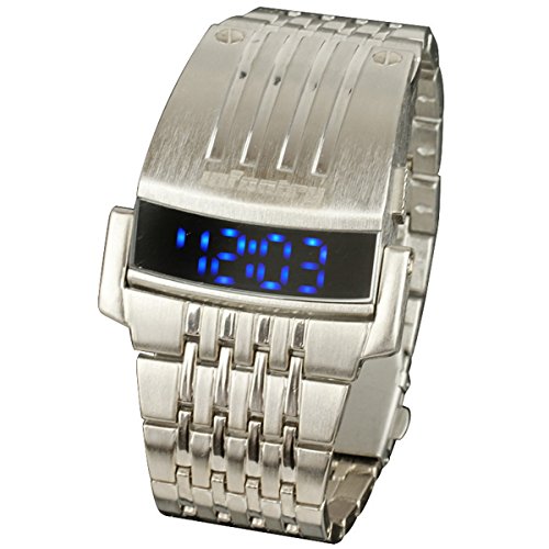 INFANTRY Herren Digitales Quarzwerk Armbanduhr Beleuchtung LED Datum Outdoor Silber Edelstahl