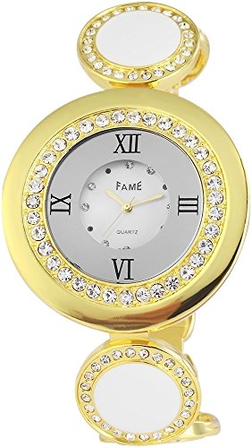 Elegante Fame XL Armbanduhr 45mm Strass Stein Farbe Gold