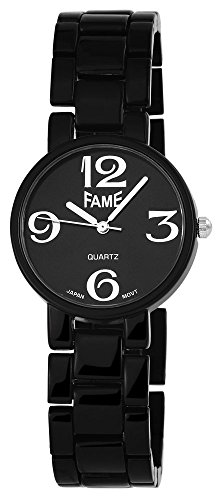Black Fame analoge Gliederband Armbanduhr Quartz