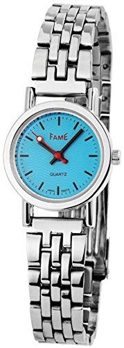 Silber Blaue Fame analoge Gliederband Armbanduhr Quartz