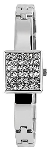 Fame Silber Analog Metall Armbanduhr Strass Klappdeckel Mode Trend Uhr