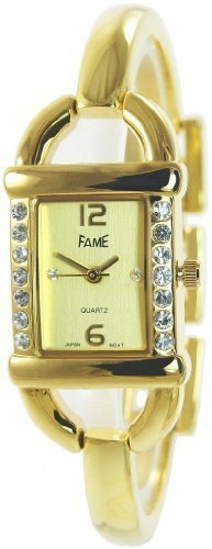 Fame Gold Strass Analog Metall Armbanduhr Quarz Modeuhr
