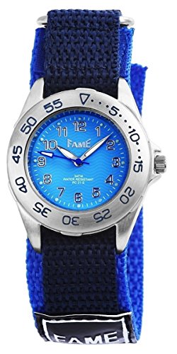 Fame mit Textilklettband Armbanduhr Uhr Hellblau 100523500013