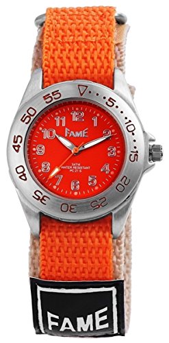 Fame mit Textilklettband Armbanduhr Uhr Orange 100525800013