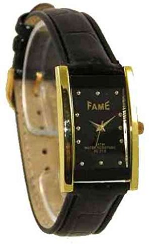 Kleine Fame Cutglas Uhr Retro Leder Quarz in Schwarz