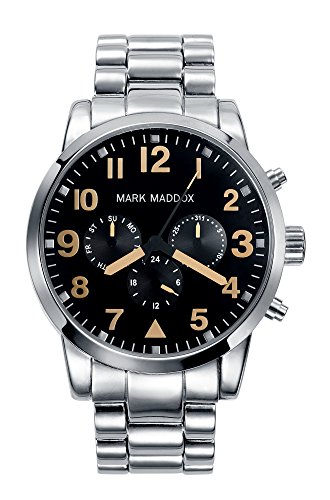 Mark Maddox mit schwarzem Zifferblatt Display und Armband Silber HM3004 54