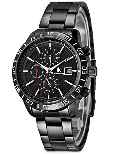 Alienwork IK mechanische Automatik Armbanduhr Multi-funktion Automatikuhr Uhr schwarz Edelstahl 98303G-A