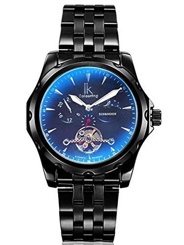 Alienwork IK mechanische Automatik Armbanduhr Tourbilon-Style Automatikuhr Uhr schwarz Edelstahl 98527G-A