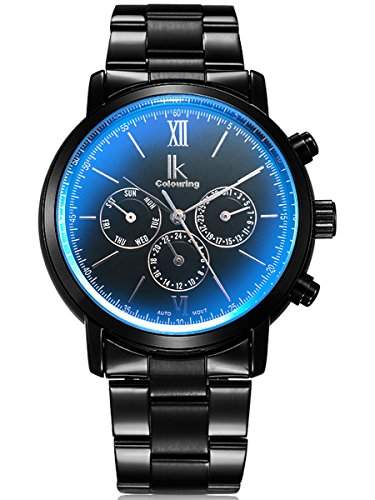 Alienwork IK mechanische Automatik Armbanduhr Multi-funktion Automatikuhr Uhr schwarz Metall 98528G-A