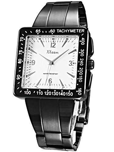 Alienwork elegant Quarzuhr Uhr modisch weiss schwarz Metall QH 080G 03