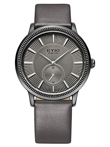 Alienwork elegant Quarzuhr Uhr modisch grau Leder YH EET1011 01