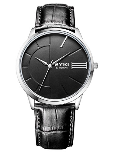 Alienwork elegant Quarzuhr Uhr modisch schwarz Leder YH EET1033L 01