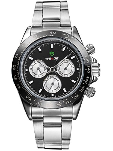 Alienwork modisch Quarzuhr Uhr schwarz silber Metall OS WH 3309 1