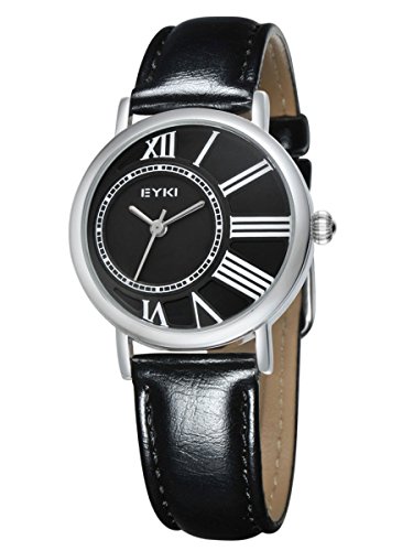 Alienwork modisch Quarzuhr Uhr elegant schwarz Leder YH ET8811 01