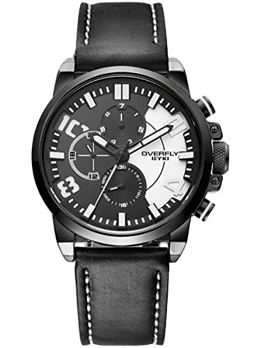 Alienwork Multi funktion Quarzuhr Uhr sport Modernes schwarz Leder YH EOV3061L 01