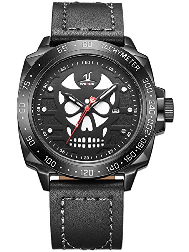Alienwork XXL Oversized Quarzuhr Uhr sport weiss schwarz Leder OS UV1510 B 3