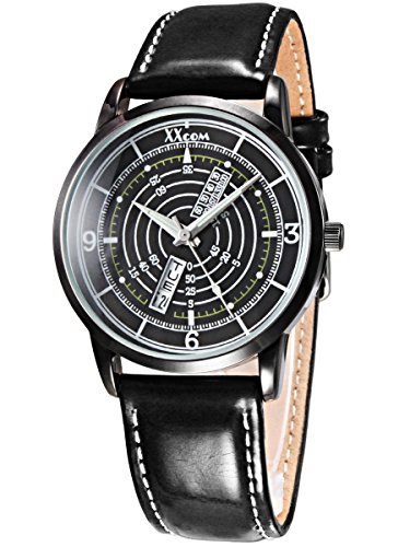 Alienwork elegant Quarzuhr Uhr modisch schwarz Kunstleder QH 023P A