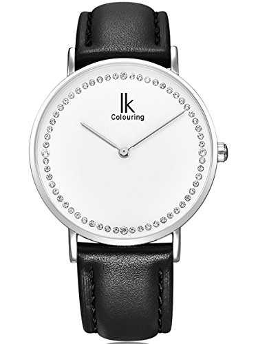 Alienwork IK elegant Quarzuhr Uhr modisch Zeitloses Design klassisch silber schwarz Leder 98469LZ 02