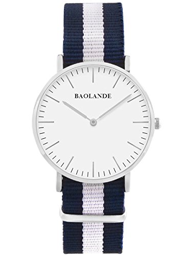 Alienwork Classic St Mawes elegant Quarzuhr Uhr modisch Zeitloses Design klassisch silber blau Nylon U04819G 01