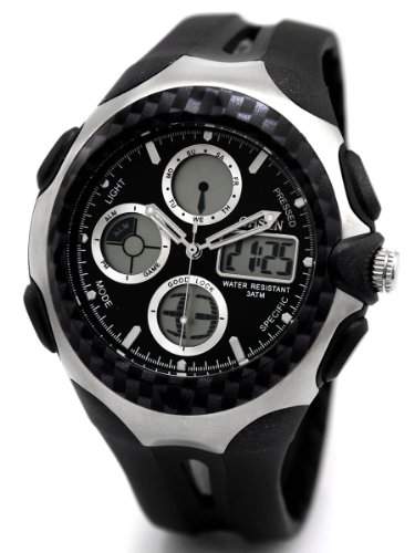 Alienwork LED Analog-Digital Armbanduhr Chronograph Uhr Multi-funktion schwarz Kautschuk OSAD0926-1
