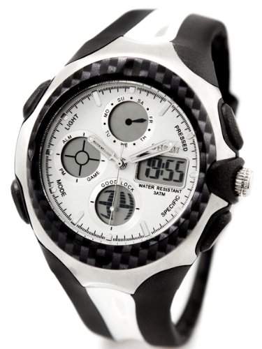 Alienwork LED Analog-Digital Armbanduhr Chronograph Uhr Multi-funktion weiss Kautschuk OSAD0926-2