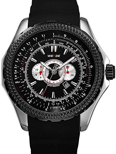 Alienwork Quarz Armbanduhr XXL Oversized Quarzuhr Uhr Multi-funktion schwarz Polyurethan OSWH-3303-1
