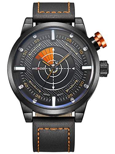 Alienwork Quarz Armbanduhr XXL Oversized Quarzuhr Uhr Outdoor schwarz Leder OSWH-5201-5