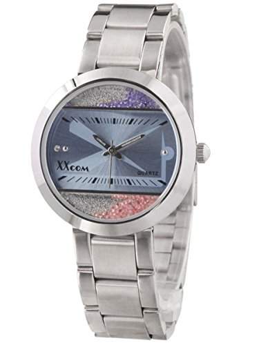 Alienwork Quarz Armbanduhr elegant Quarzuhr Uhr modisch hellblau silber Metall QH-2004B-02