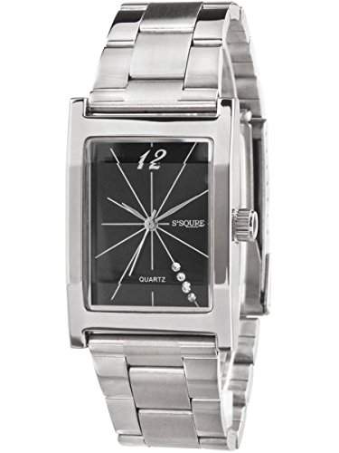 Alienwork Ssqure Quarz Armbanduhr elegant Quarzuhr Uhr modisch schwarz silber Metall QH-48175G-01