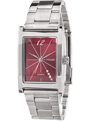 Alienwork Ssqure Quarz Armbanduhr elegant Quarzuhr Uhr modisch rot silber Metall QH-48175G-04
