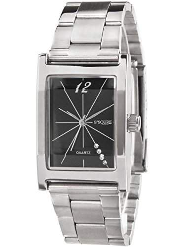Alienwork Ssqure Quarz Armbanduhr elegant Quarzuhr Uhr modisch schwarz silber Metall QH-48175L-01