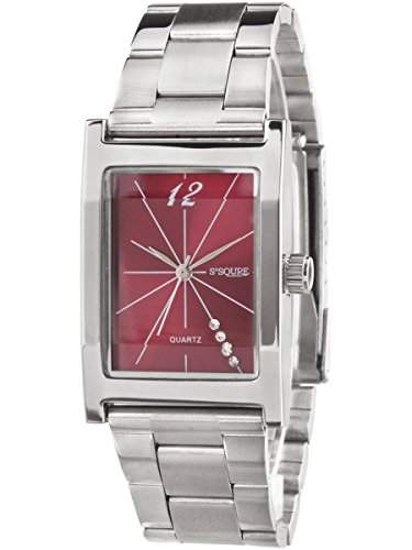Alienwork Ssqure Quarz Armbanduhr elegant Quarzuhr Uhr modisch rot silber Metall QH-48175L-04