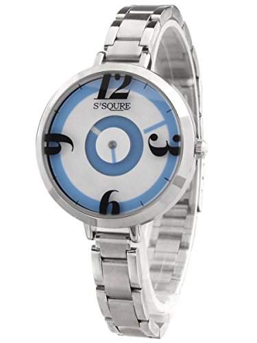 Alienwork Ssqure Quarz Armbanduhr elegant Quarzuhr Uhr modisch hellblau silber Metall QH-48656-03