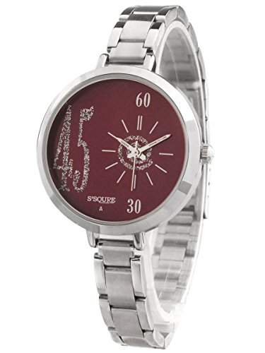 Alienwork Ssqure Quarz Armbanduhr elegant Quarzuhr Uhr modisch rosa silber Metall QH-48656-06