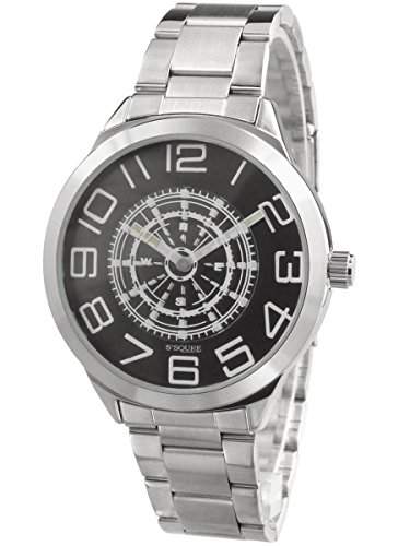Alienwork Ssqure Quarz Armbanduhr elegant Quarzuhr Uhr modisch schwarz silber Metall QH-48764G-01