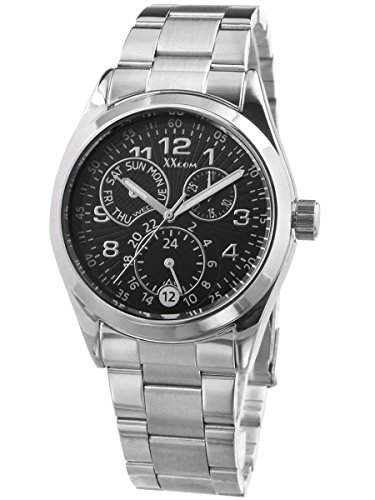 Alienwork Quarz Armbanduhr Multi-funktion Quarzuhr Uhr schwarz silber Metall QH-5080G-01